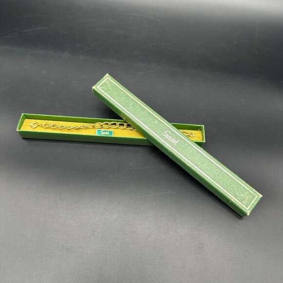 Vintage Chain Bracelet Speidel 10K Gold Filled Original Box 1970s Jewelry 7 Inch - Picture 1 of 8